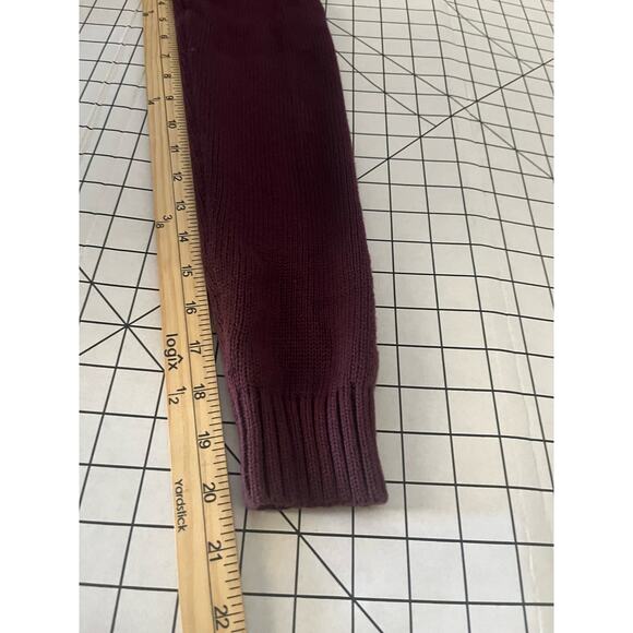 Lands' End Drifter Cable Knit Sweater Crew Neck Cotton Plum Sz M - Picture 5 of 6